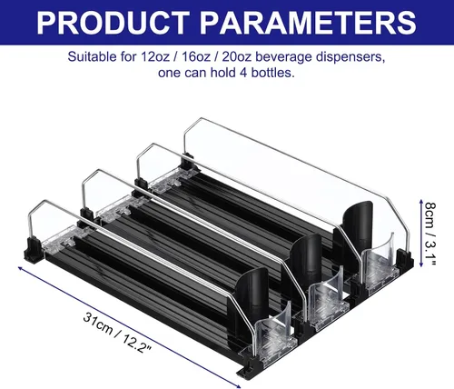 Miniatura 2 de uxcell Organizador de latas de soda para refrigerador, organizador de bebidas autoempujable para refrigerador, dispensador de bebidas ajustable