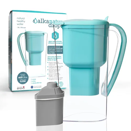 Miniatura 14 de Alkanatur Jarra de filtro de agua de hidrógeno alcalino, elimina fluoruro, cloro, microplásticos, PFA, carbón de coco activado con plomo, ionizador