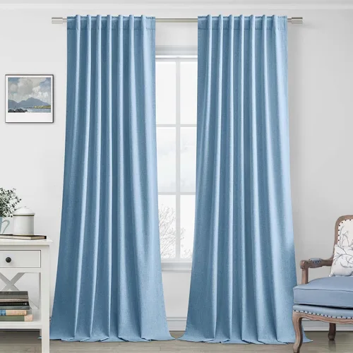 Miniatura 21 de UHITECH Cortinas cortas de lino de 24 pulgadas de largo para ventanas pequeñas de granja, cortinas opacas modernas para sala de estar, pestañas