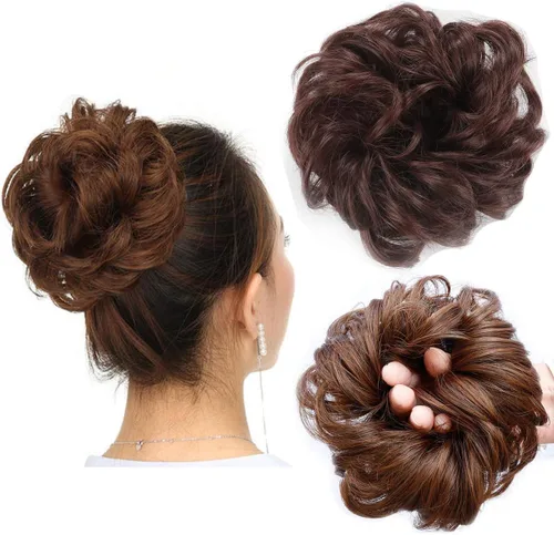Miniatura 29 de Cabello sintético despeinado, grueso, extensiones para coleta, cabello recogido