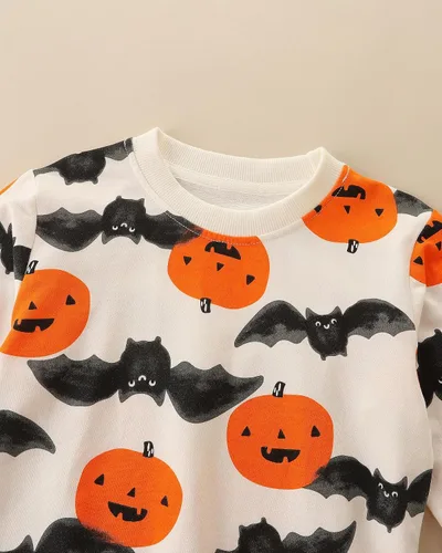 Miniatura 4 de HILEELANG Sudaderas con cuello redondo y manga larga para niños pequeños, suéter de algodón con gráfico