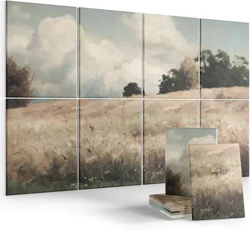 Miniatura 19 de Paneles acústicos de arte para pared, paneles de absorción de sonido de 70 x 47 pulgadas, paquete de 8 con 60 pestañas adhesivas, paneles
