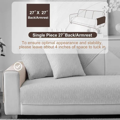 Miniatura 2 de Funda de Chenilla Suave e Impermeable Lavable, Fundas Antideslizantes para Sofá Seccional de 3 Cojines, Funda para Sofá en Forma de L para Mascotas