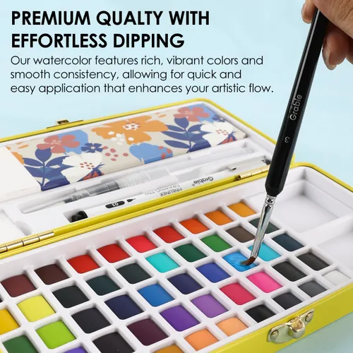 Miniatura 3 de Grabie Juego de Pintura de Acuarela Todo en Uno Premium de 50 Colores - Pincel de Pintura de Detalle Incluido, Pinturas de Acuarela, Juegos de 50