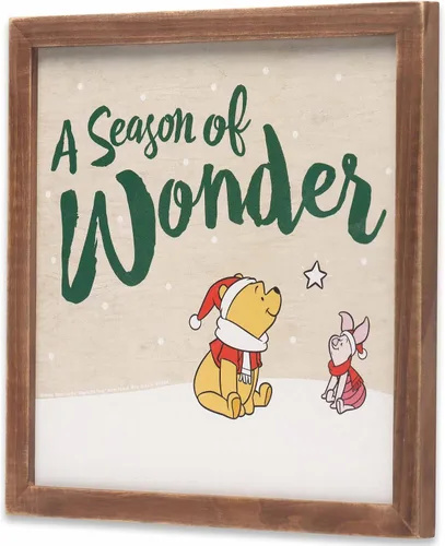 Miniatura 2 de Disney Winnie the Pooh and Piglet Season of Wonder - Decoración de pared de madera enmarcada - Adorable decoración navideña de Winnie the Pooh