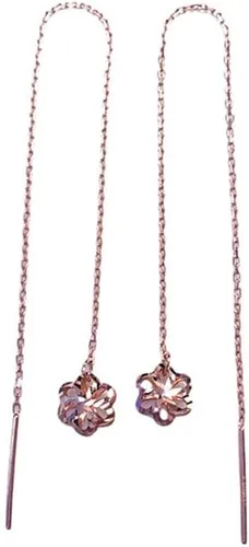 Miniatura 6 de SAGEKING 2024 New 585 Purple Gold Plated 14K Rose Gold Hollow Flower Earrings For Women Classic Light Luxury Ear Line Party Jewelry Gift Fashion