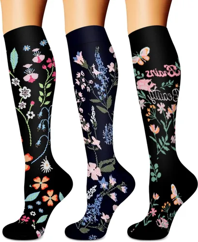 Miniatura 19 de Calcetines de compresión para mujeres y hombres (3 pares) – El mejor apoyo para enfermeras, correr, senderismo, recuperación y calcetines de vuelo