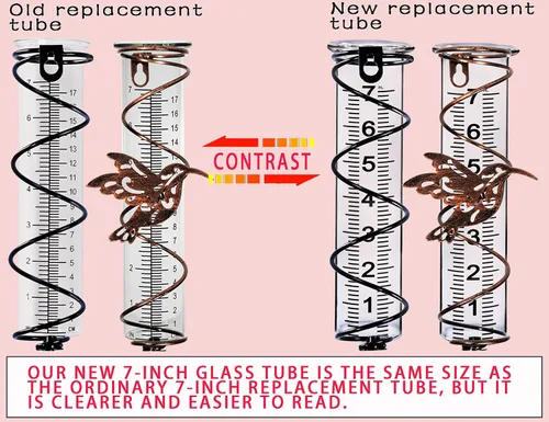 Miniatura 3 de BIUWING Tubo de repuesto para medidor de lluvia de vidrio de 7 pulgadas de capacidad para exteriores, patio, jardín con labio, mejor calificado