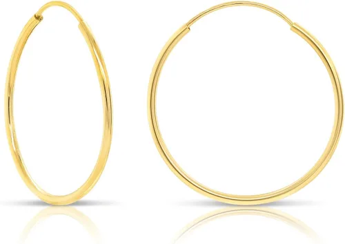 Miniatura 19 de Aretes de argolla de oro amarillo de 14 quilates flexible, de 10-18mm