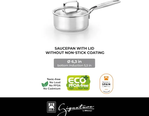 Miniatura 11 de BRA COOKWARE Signature - Juego de utensilios de cocina de acero inoxidable de 10 piezas Juego de ollas y sartenes profesionales Juego de cocina