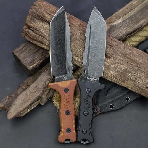 Miniatura 3 de Hippo Sleipner - Cuchillo fijo de acero de espiga completa de 11 pulgadas, mango de lino con funda Kydex (negro + negro)