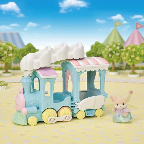 Miniatura 3 de Calico Critters – Tren de arco iris de nube flotante – Serie de atracciones Calico Land – Juguete de simulación para niños, vehículo en miniatura