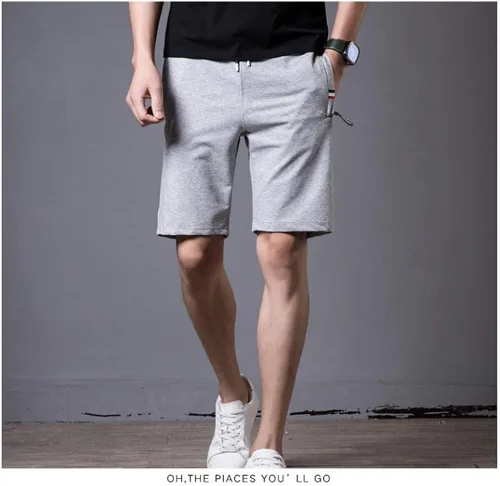 Miniatura 4 de Pantalones cortos casuales de verano de algodón con cordón de cintura elástica y bolsillos con cremallera