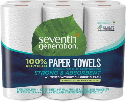 Miniatura 3 de Seventh Generation Paquete de 4 toallas de papel de 2 capas, 100% papel reciclado, 6 rollos