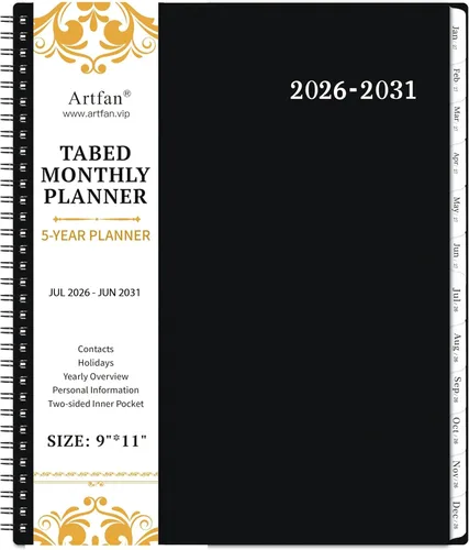 Miniatura 12 de Planificador Mensual 2025-2030/Calendario Mensual - Planificador Mensual de 5 Años, Jul.2025 - Jun.2030, 9" x 11", Bolsillo de Doble Cara + Cubierta
