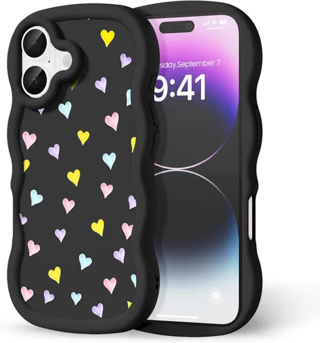 Miniatura 165 de Compatible con iPhone SE/8/7 Funda para Mujeres y Niñas, Marco Ondulado Rizado con Patrón Lindo, Estética Delgada Suave Silicona TPU Parachoques