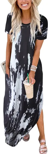 Miniatura 2 de ANRABESS - Vestido largo de playa de verano con bolsillos, suelto, informal, de manga corta, para mujer