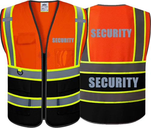 Miniatura 27 de BeautyWill Chalecos de seguridad de alta visibilidad clase 2 con certificación ANSI Chaleco de trabajo de seguridad con cremallera frontal