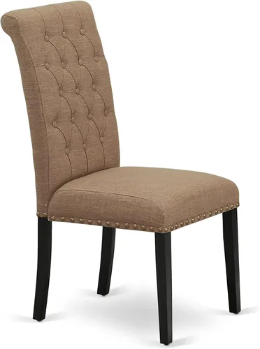 Miniatura 8 de East West Furniture DLBR3-BLK-17 - Juego de muebles de comedor de 3 piezas que contiene una mesa de comedor redonda con gotas y 2 sillas tapizadas