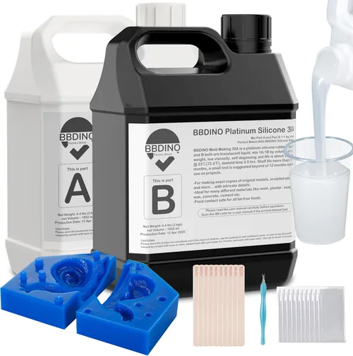 BBDINO Kit de fabricación de moldes de silicona, silicona líquida para fabricación de moldes 30A transparente, goma de silicona de alta resistencia,
