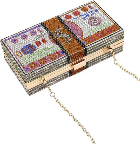 Miniatura 3 de LETODE Women Dollars Money Clutch Evening Bag Rhinestone Handbags Crystal Clutch Purse Bling Wedding Cocktail Party