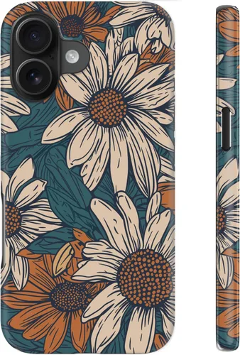 Miniatura 38 de Funda para iPhone 12 Mini, compatible con carga inalámbrica, protección de doble capa con elegante diseño de flores silvestres, silicona suave +
