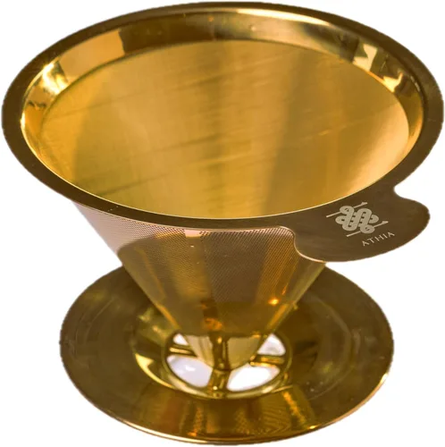 Miniatura 8 de ATHIA Golden Dripper - Filtro de café reutilizable de acero inoxidable sin papel para cafeteras de goteo, ecológico, fácil de limpiar, compatible