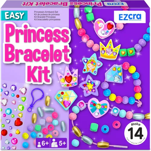 EZCRA Kit de fabricación de pulseras para niños – Haz 14 Kit de joyería para niñas de 5 años de edad - cuentas para niños - juego de manualidades de
