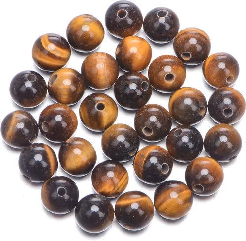 Miniatura 7 de AD Beads Cuentas redondas sueltas de piedras preciosas naturales de 0.394 in, agujero grande, tamaño de 0.079 in, 30 unidades (perla blanca)