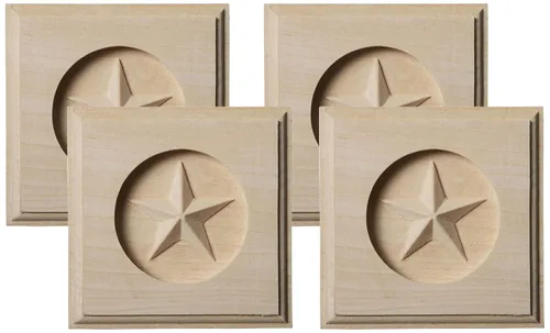 Miniatura 4 de Ekena Millwork ROS03X03AURW Austin Star Rosette, 3 1/2 "W x 3 1/2"H x 5/8"P, madera de caucho