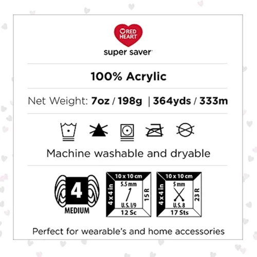 Miniatura 11 de Red Heart Super Saver - Hilo de ciruela pálida, paquete de 6 unidades, 7 onzas, acrílico, 4 medianos (peinado), 364 yardas, tejido/ganchillo
