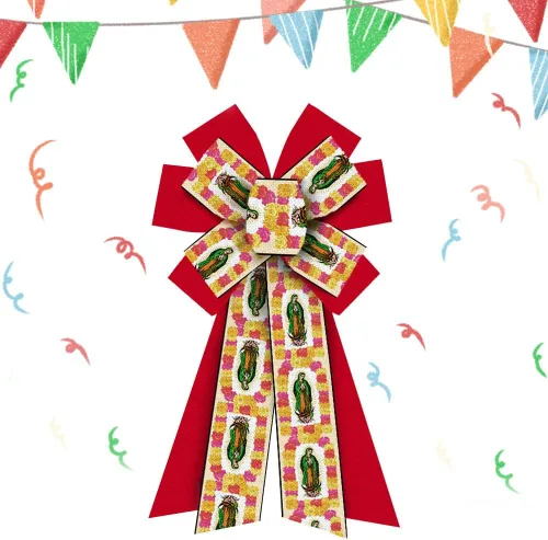 Hying Arcos grandes de fiesta mexicana para corona, lazos de corona de fiesta mexicana, lazos de arpillera rojos, lazos para decoración de árbol de