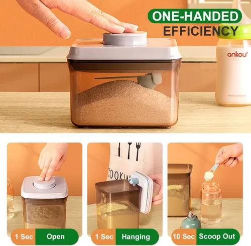 Miniatura 2 de Contenedor de fórmula, 1700 ml/730 g, dispensador hermético de fórmula, contenedor de alimentos práctico de un botón con apertura emergente, 57.5 fl