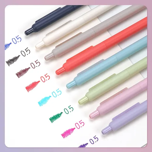 Miniatura 2 de WRITECH Bolígrafos de gel de punta fina: tinta multicolor retráctil de 0.5mm, 8 unidades, clic silencioso, sin manchas, escritura extra suave, punta