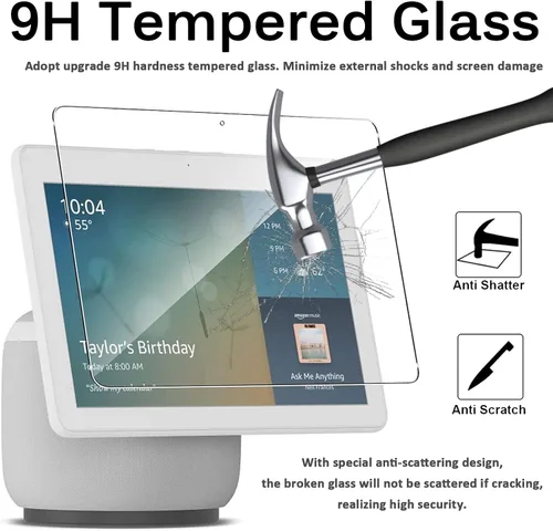 Miniatura 3 de Miimall Protector de pantalla compatible con Echo Show 10, película de vidrio templado, HD, transparente, duro, antiarañazos, ultrafino