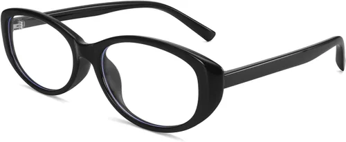 Miniatura 6 de Dollger Lentes de bloqueo de luz azul para mujer, con marco ovalado retro de moda, gafas pequeñas de ojo de gato Marrón