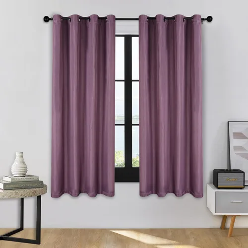 Miniatura 36 de Superior Juego de 2 cortinas opacas con textura de lino, par de paneles con aislamiento térmico con cabecera superior con ojales, cortinas clásicas