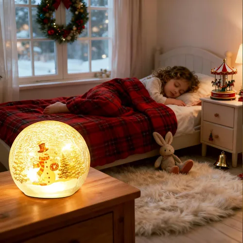 Miniatura 7 de Decoraciones de Navidad para interiores, decoración de árboles de muñeco de nieve, bola de cristal agrietado con luces LED para decoración
