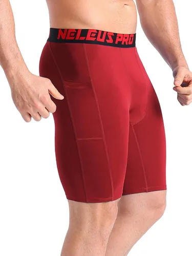 Miniatura 6 de NELEUS Paquete de 3 pantalones cortos de compresión para correr con bolsillos para hombre
