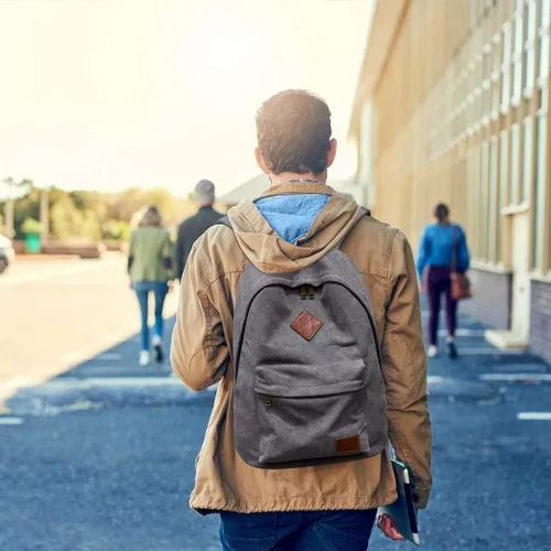 Miniatura 6 de Mochila de lona para portátil, mochila duradera, bolsa de viaje para portátil, para hombres y mujeres, Gris, Mochilas Daypack