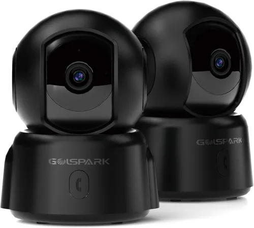 GOLSPARK Cámara para perros y mascotas para seguridad en el hogar 2K, cámara WiFi de 2.4 GHz, monitor de bebé para habitación con detección de