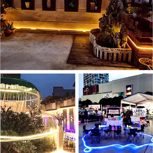 Miniatura 7 de JARBIH Tubo de neón LED redondo de 360 ° de 5M, canal difusor de silicona, cinta de tubo flexible para exteriores, cubierta de tira de luz