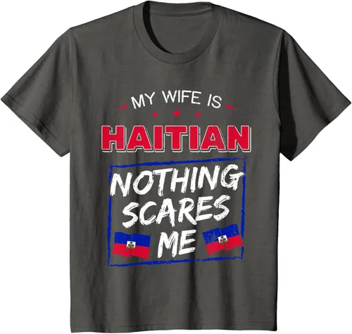 Miniatura 73 de My Wife Is Haitian Republic of Haiti Heritage Roots - Camiseta con bandera, Negro, S