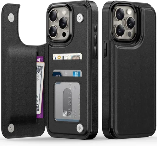 Miniatura 23 de FUNMIKO Funda tipo cartera para iPhone 13 con tarjetero, bloqueo RFID, protección de grado militar y obras de arte impresas con rayos UV, cierre
