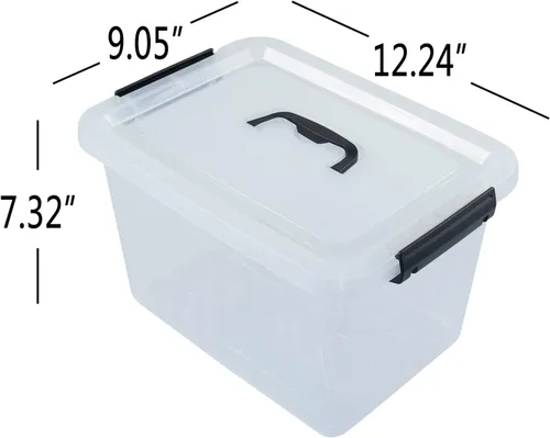 Miniatura 2 de Caja de almacenamiento transparente de plástico de 10 L, caja de plástico con tapa, paquete de 6 Clear Design, Locking Latch Lid, Convenient Top