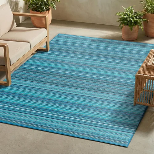 Miniatura 16 de FH Home - Alfombra para exteriores de camping, impermeable, resistente a la decoloración, reversible, plástico reciclado de alta calidad, a rayas