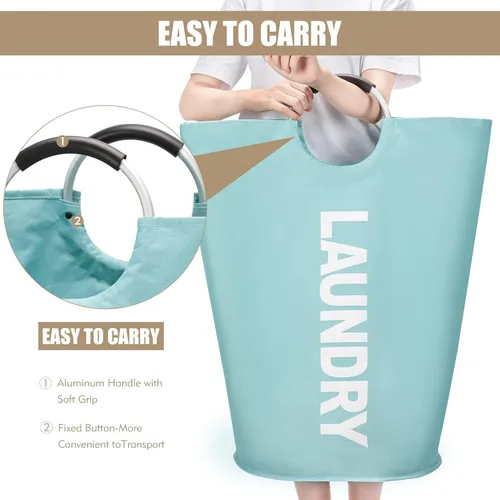 Miniatura 4 de DOKEHOM - Canasta de lavandería grande de 90 litros, bolsa de lavandería plegable, canasta de ropa alta y autónoma, contenedor de lavado plegable