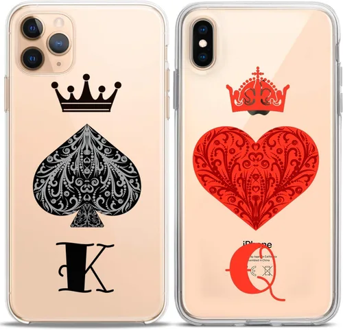 Miniatura 5 de Fundas a juego para parejas compatibles con iPhone 15 14 13 12 11 Pro Max Mini Xs 6s 8 Plus 7 Xr 10 SE 5 King Queen Spades Hes rojo negro encantador