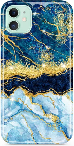 Funda para iPhone 11 con purpurina dorada, delgada, a prueba de golpes, flexible, funda de TPU de silicona suave para iPhone 11 de 6.1 pulgadas,
