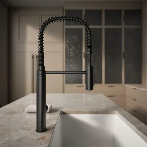 Miniatura 7 de KOHLER 24982-BL Purist - Grifo de cocina de preenjuague de estilo comercial con cabezal rociador de 3 funciones, grifo para fregadero de cocina
